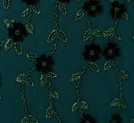 Velvet Floral Beaded Gown With Sheer Tank Straps In Gem Green 7