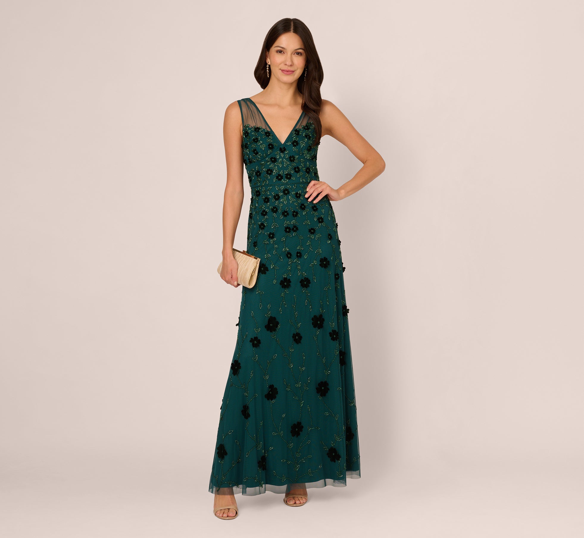adrianna papell hunter green dress Adrianna Papell - 40425