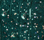 Cap Sleeve Sequin Beaded Dress With Mock Neckline In Gem Green 7
