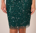 Cap Sleeve Sequin Beaded Dress With Mock Neckline In Gem Green 4
