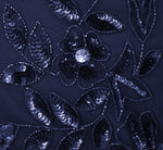 Floral Beaded One Shoulder Mermaid Gown With Godet Skirt In Light Navy 6