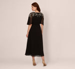 Beaded Chiffon Ankle Length Gown With Dolman Sleeves In Black 6