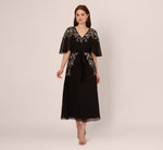 Beaded Chiffon Ankle Length Gown With Dolman Sleeves In Black 3