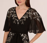 Beaded Chiffon Ankle Length Gown With Dolman Sleeves In Black 4