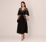 Beaded Chiffon Ankle Length Gown With Dolman Sleeves In Black 2