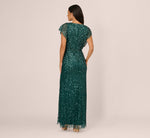 Multicolor Floral Beaded Mermaid Gown With Dolman Sleeves In Gem Green 5