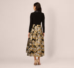 Petite Combo Floral Jacquard Dress In Black Gold 5