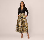 Petite Combo Floral Jacquard Dress In Black Gold 2