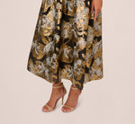 Petite Combo Floral Jacquard Dress In Black Gold 4
