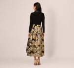 Combo Floral Jacquard Dress In Black Gold 5