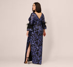 Plus Size Sequin Embroidered Gown In Black Blue 5