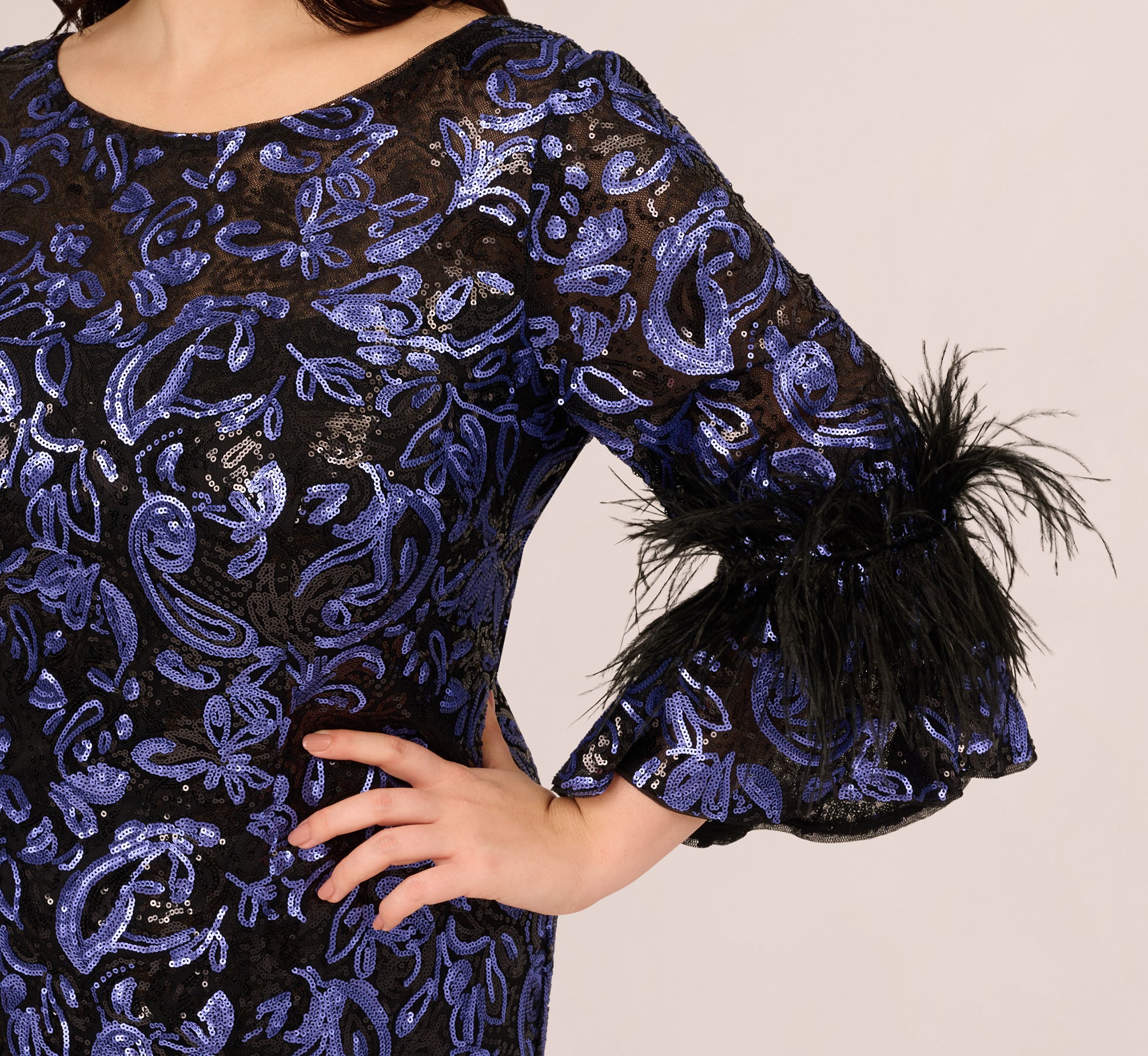 Multi Colored Plus Size Sequin Embroidered Gown