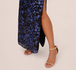 Sequin Embroidered Gown In Black Blue 5