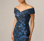 Petite Off Shoulder Jacquard Gown In Blue Multi 3
