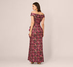 Off Shoulder Jacquard Gown In Fuchsia Multi 5