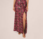 Off Shoulder Jacquard Gown In Fuchsia Multi 4