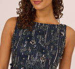 Sleeveless 3D Beaded Ankle Length Dress In Navy Gunmetal 4