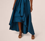 Bead Taffeta High Low Long Dress In Teal Sapphire Gold 4