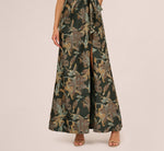 One Shoulder Jacquard Dress In Green Gold 3