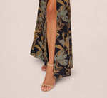 One Shoulder Jacquard Dress In Blue Gold 4