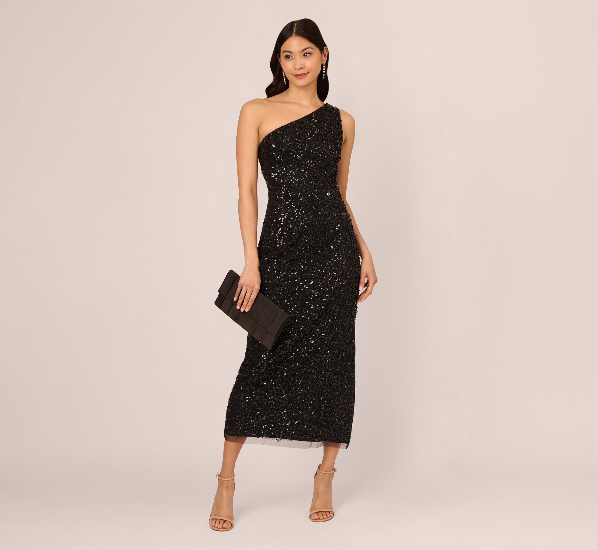 adrianna papell one shoulder beaded dress Adrianna Papell Women's Floral-Beaded One-Shoulder Gown