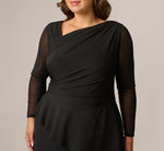 Plus Size Knit Crepe Combo Mesh Gown In Black 3