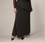 Plus Size Knit Crepe Combo Mesh Gown In Black 4