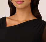 Knit Crepe Combo Mesh Gown In Black 3