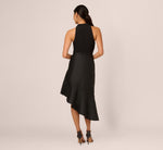 Crepe Combo Taffeta Dress In Black 5