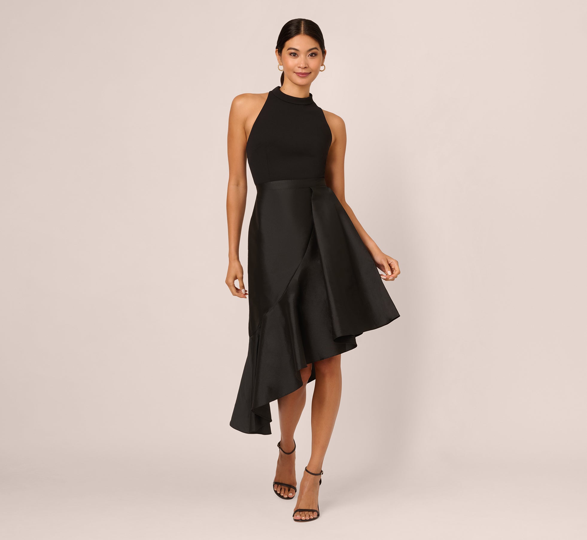 Crepe Combo Taffeta Dress In Black-Black / Regular / 0 Crepe Combo Taffeta Dress In Black-Black / Regular / 0