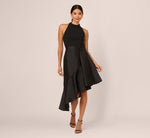 Crepe Combo Taffeta Dress In Black 2