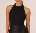 Crepe Combo Taffeta Dress In Black 4