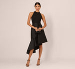 Crepe Combo Taffeta Dress In Black 1