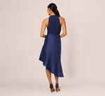 Crepe Combo Taffeta Dress In Light Navy 5