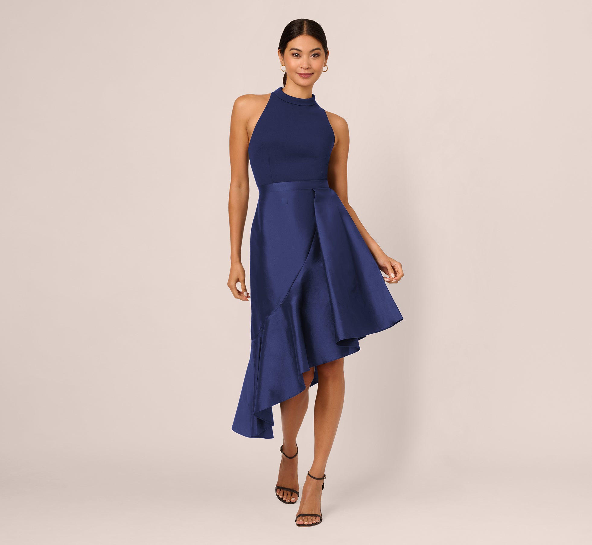 Light Navy Crepe Combo Taffeta Dress - Adrianna Papell Light Navy Crepe Combo Taffeta Dress - Adrianna Papell