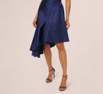 Crepe Combo Taffeta Dress In Light Navy 3