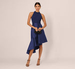 Crepe Combo Taffeta Dress In Light Navy 1