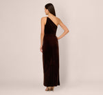 adrianna papell brown velvet dress Velvet Keyhole Halter Mermaid Gown In Dark Brown, Dark Brown / Regular / 20