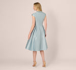 Key Hole Mikado Cap Sleeve Midi Dress In Aqua Dust 5