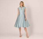 Key Hole Mikado Cap Sleeve Midi Dress In Aqua Dust 2