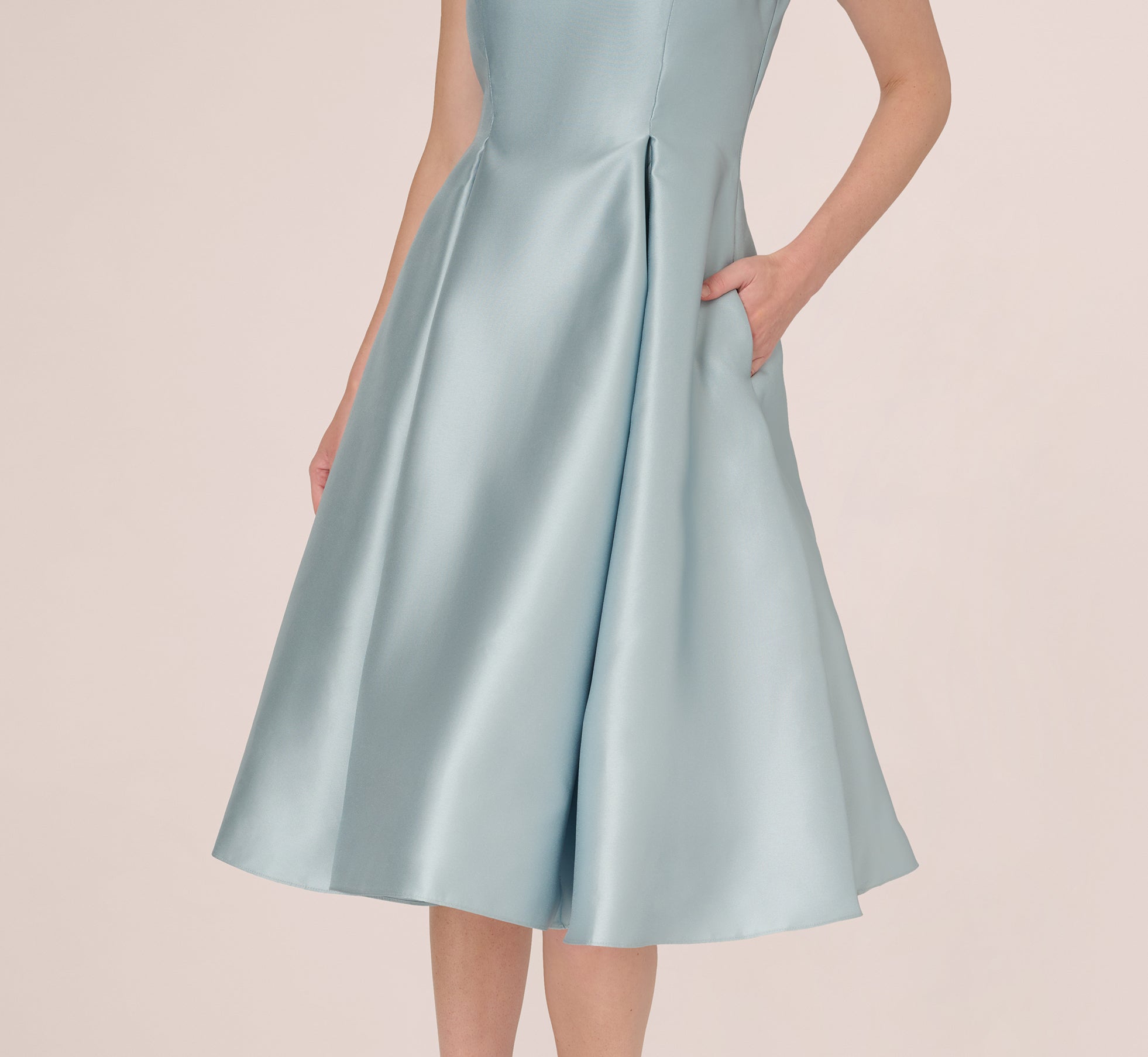 knee length dresses for ladies Apricot Ice Mikado Lapel Belted Midi Dress main image 1