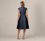 Key Hole Mikado Cap Sleeve Midi Dress In Midnight 5