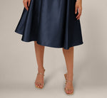 Key Hole Mikado Cap Sleeve Midi Dress In Midnight 4
