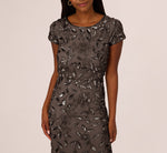 Blouson Short Sleeve Beaded Long Dress In Lead 2