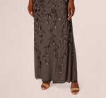 Blouson Short Sleeve Beaded Long Dress In Lead 6