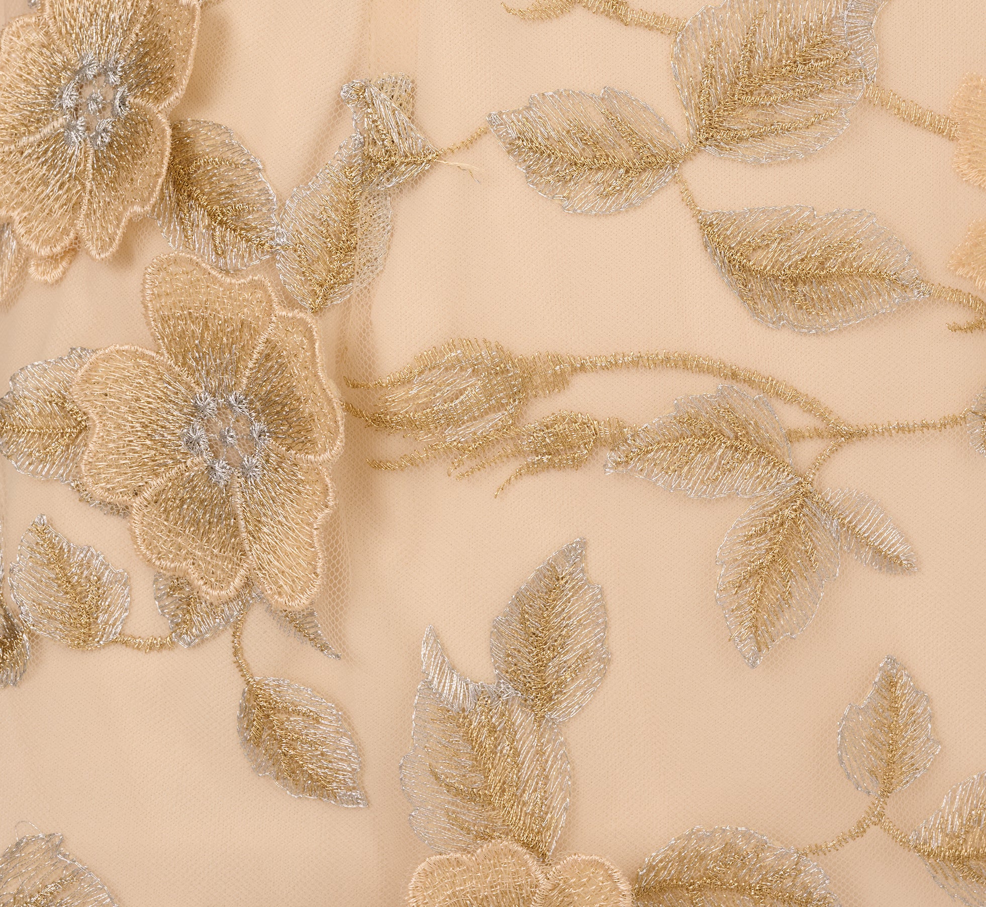 the full bloom embroidered dress in champagne The Champagne Embroidered Tulle Gown main image 1