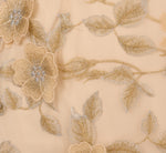 Cap Sleeve Floral Embroidered Illusion Godet Gown In Champagne 6