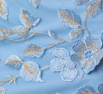 Cap Sleeve Floral Embroidered Illusion Godet Gown In Light Blue Gold 6