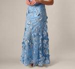Cap Sleeve Floral Embroidered Illusion Godet Gown In Light Blue Gold 4