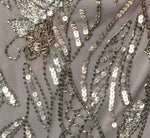 Beaded Cape V Neck Long Dress In Sterling 6